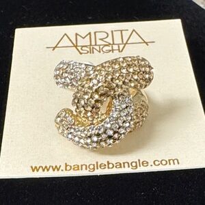 Amrita Singh Gold Crystal Twisted Pavé Ring